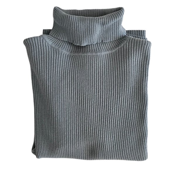 Petite Sophisticate LS Ribbed Turtleneck Top | Like New | MP | Dusty Blue - Picture 9 of 12